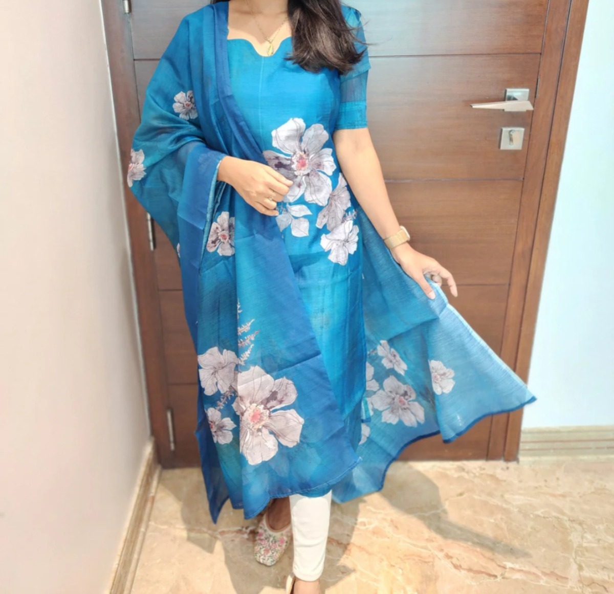 Chanderi Cotton Salwar Set with Full Lining | Elegant Ethnic Kurti Set