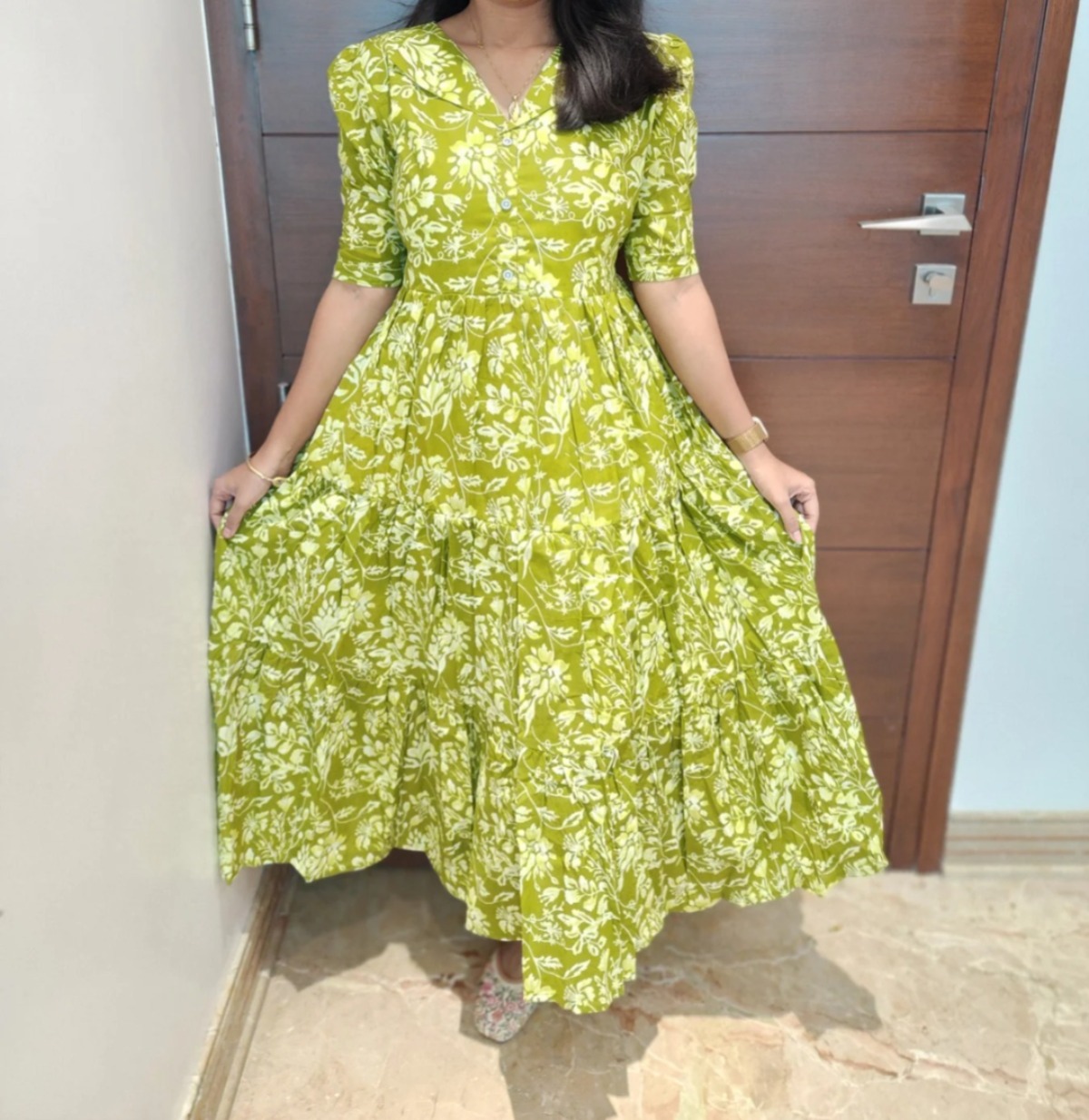 Anbarasi: Jaipur Cotton Western Maxi Kurti with Pocket | Aarral Collection