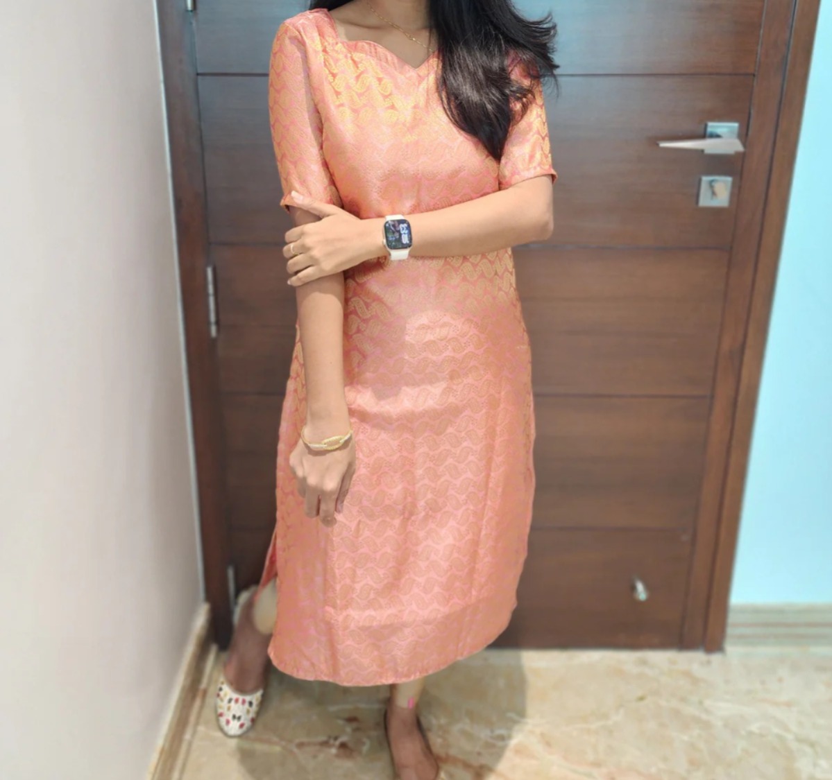 Anbarasi: Banarasi silk straight cut kurti 