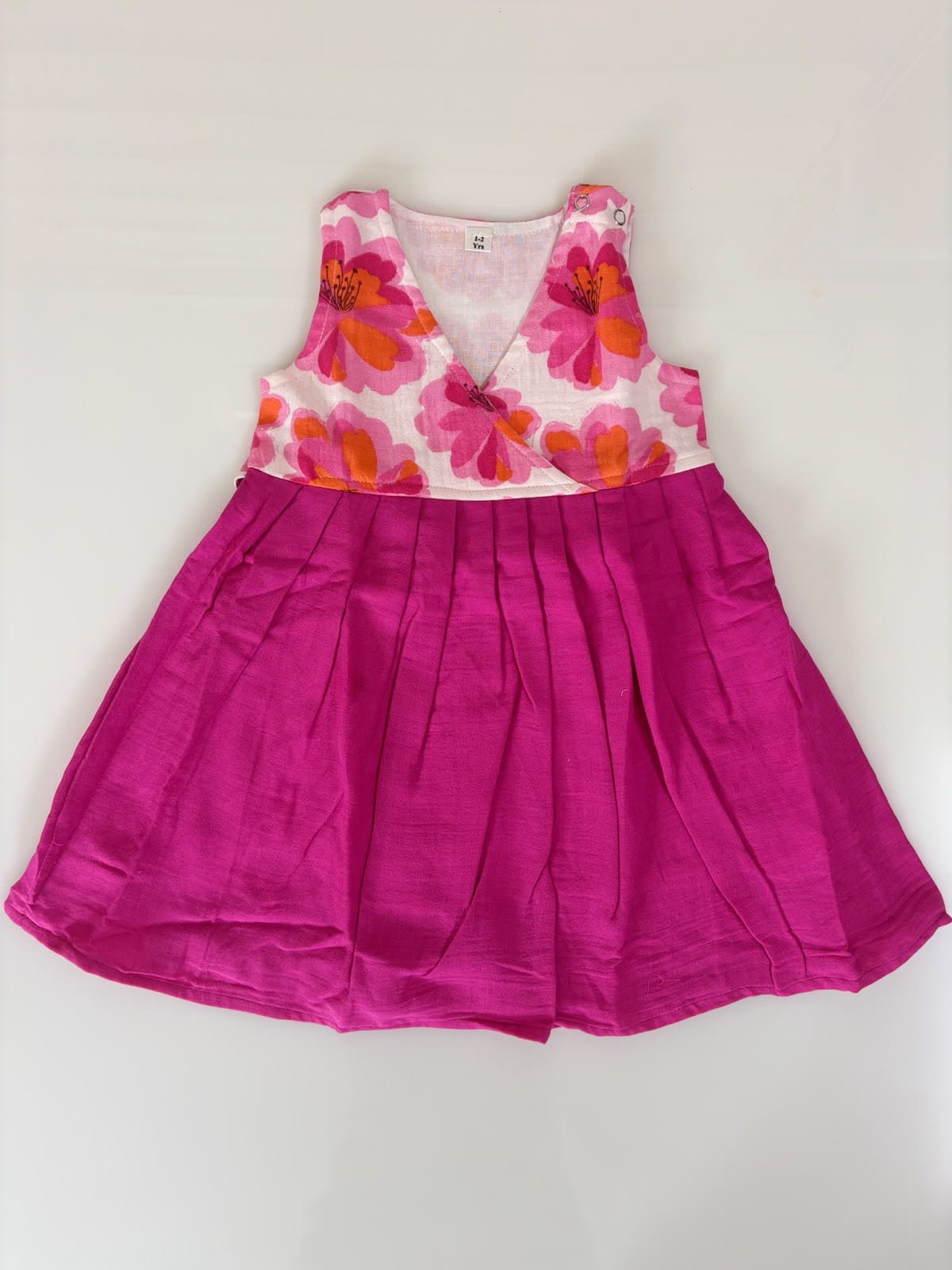 Kids Cotton V-Neck Frock | Girls Outdoor Dress | Aarral
