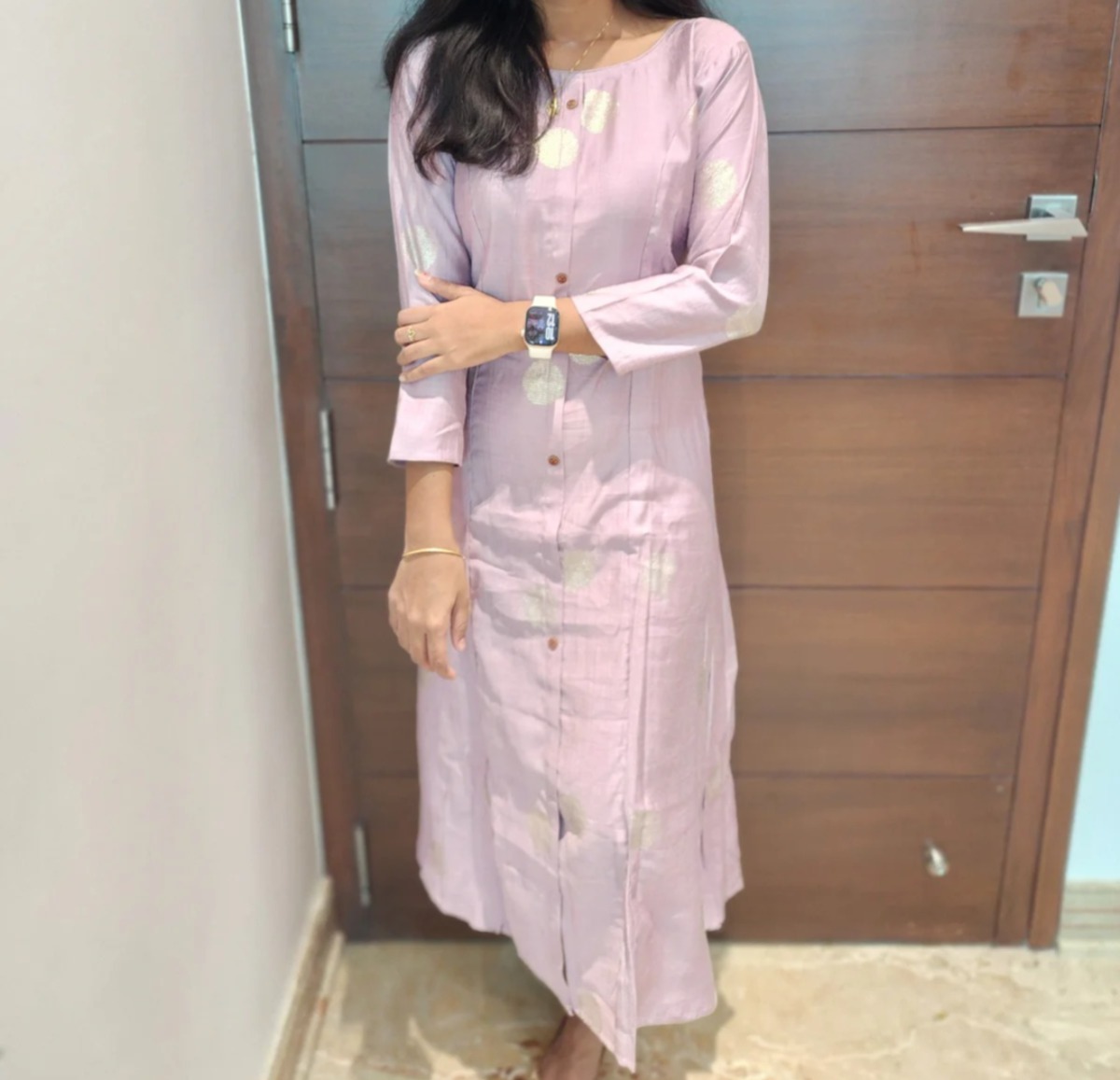 Anbarasi: Silk rayon A line kurti 