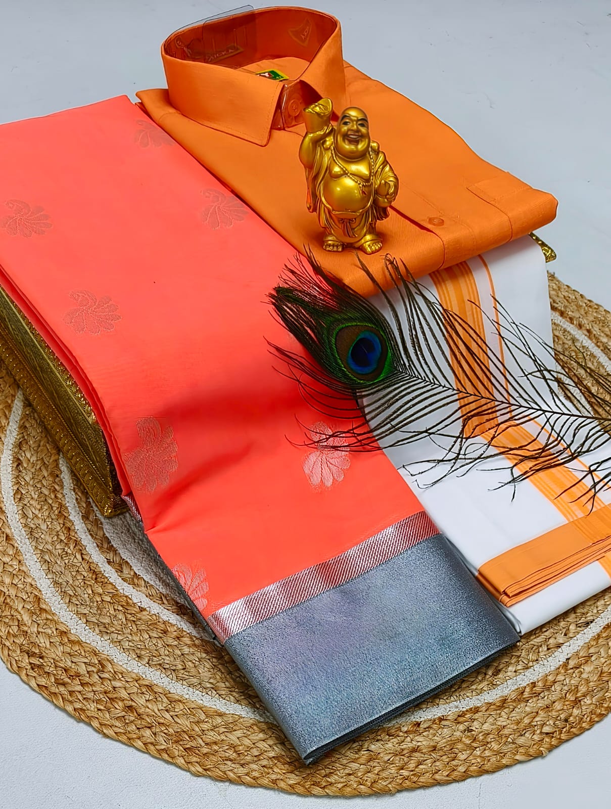 Ellampillai soft silver silk cotton saree & Cotton dotis, shirts 