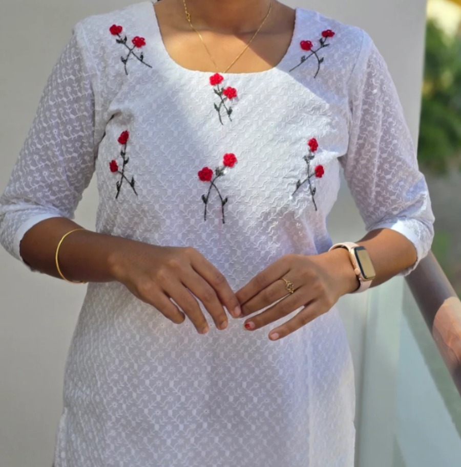 Anbarasi: Hakoba cotton straight cut kurti 