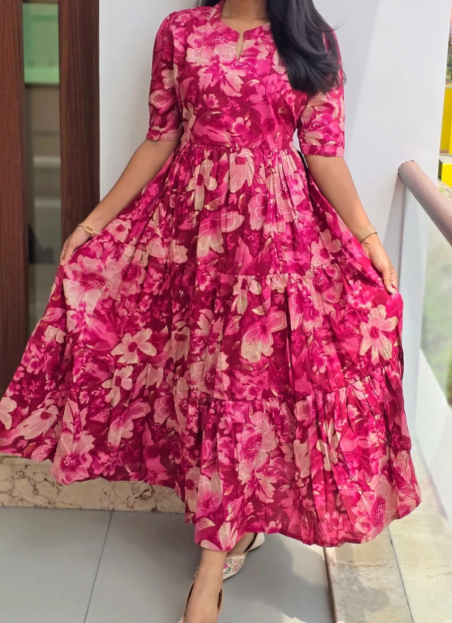 Anbarasi: Jaipur Cotton Western Maxi Dress with Pocket – Elegant Kurtis & Kurtas