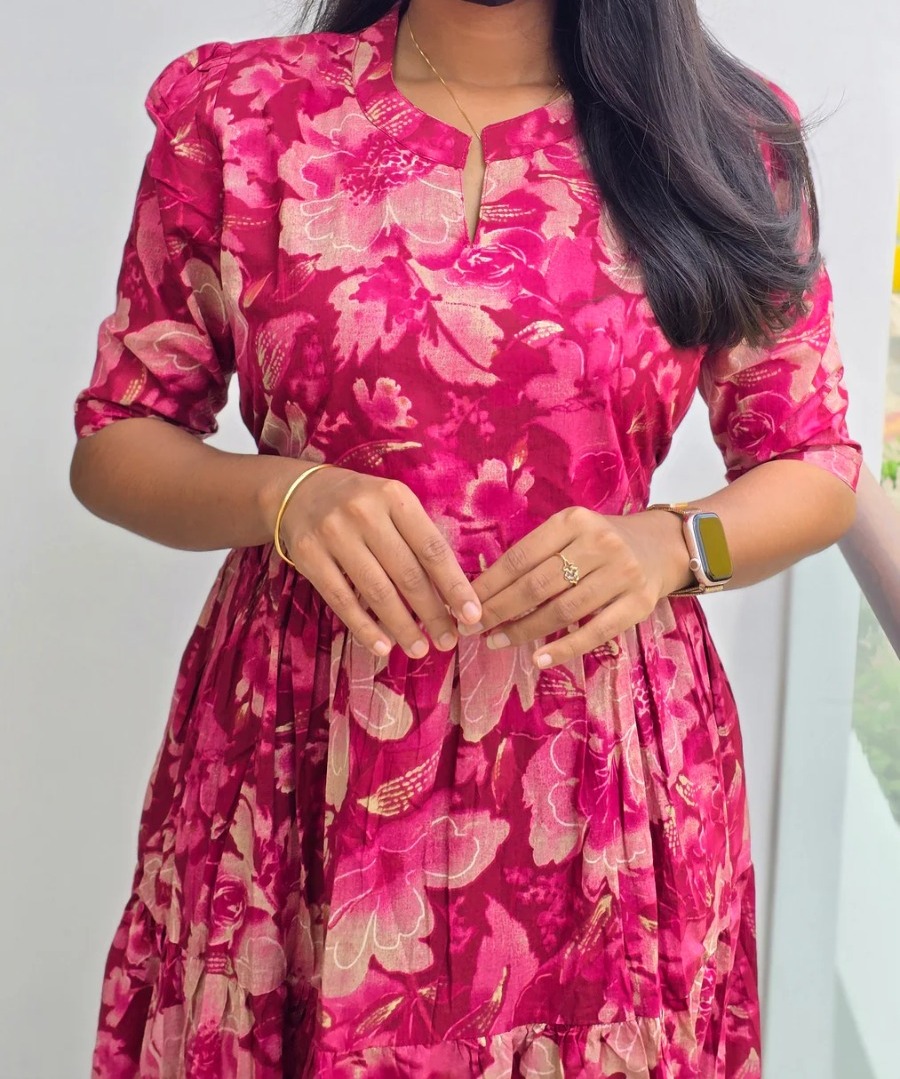 Anbarasi: Jaipur Cotton Western Maxi Dress with Pocket – Elegant Kurtis & Kurtas