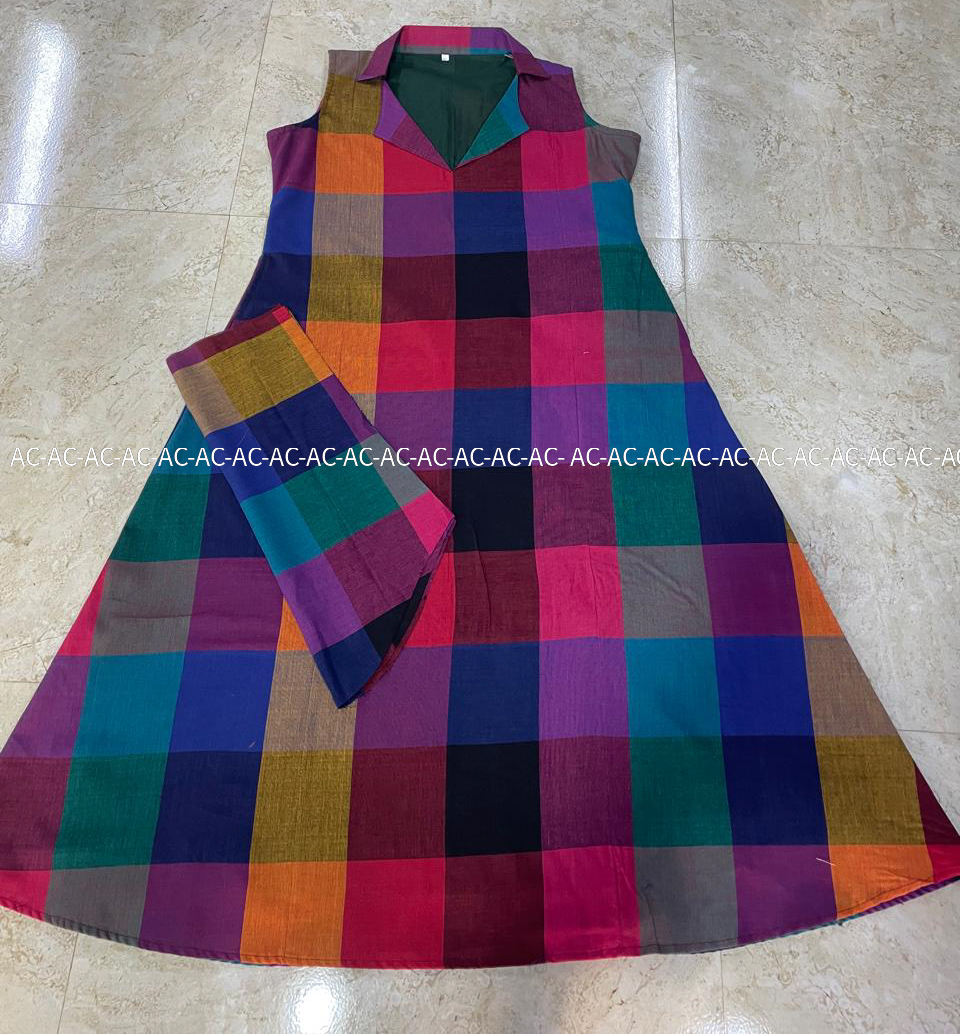 Pure Khadhi cotton A-line kurti with lining