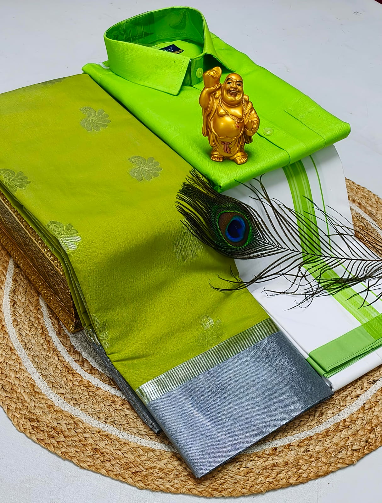 Ellampillai soft silver silk cotton sarees & Cotton dotis,shirts