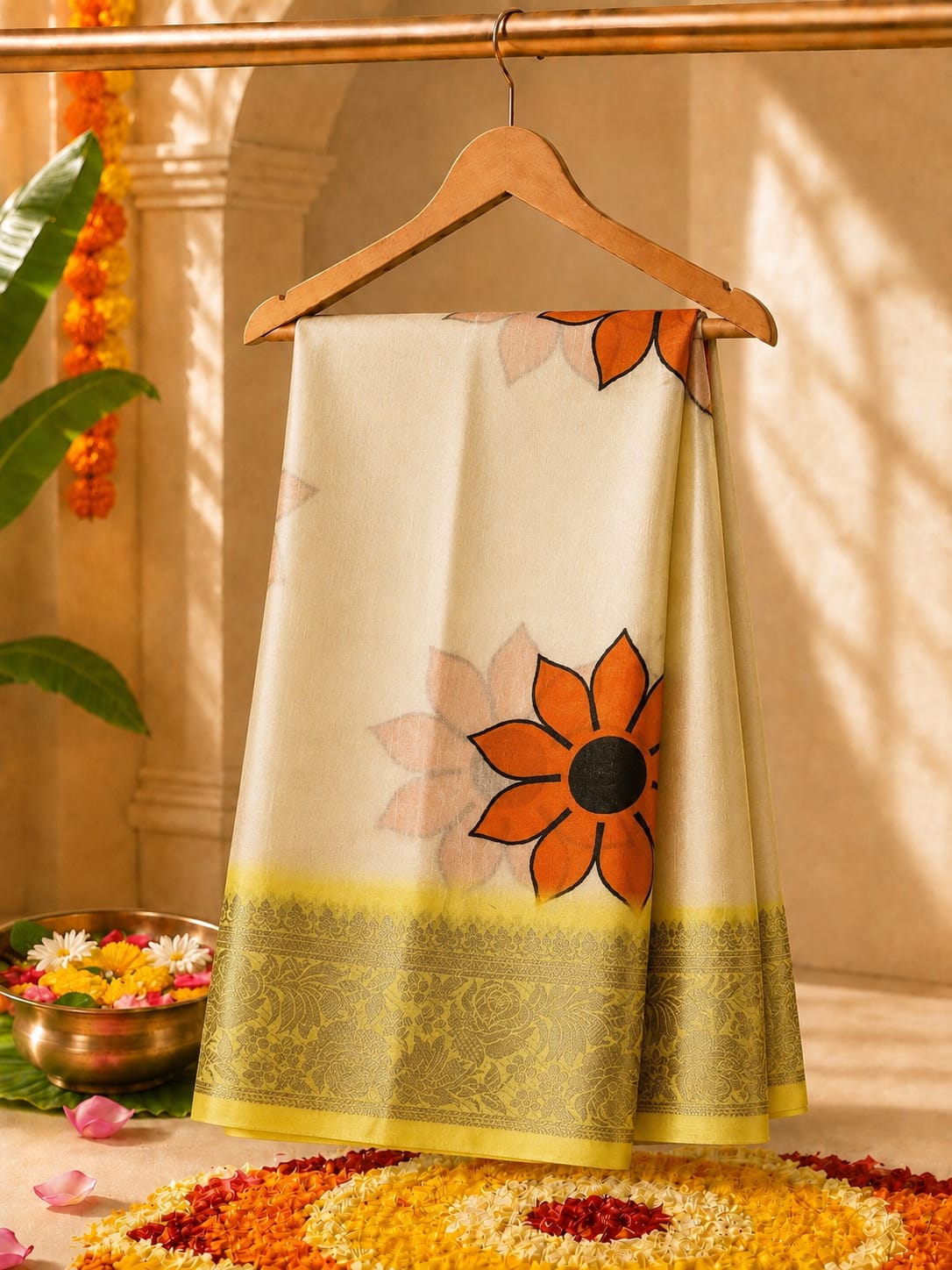 Anbarasi: Onam Festival Soft Dola 3D Printing Kerala Traditional Saree
