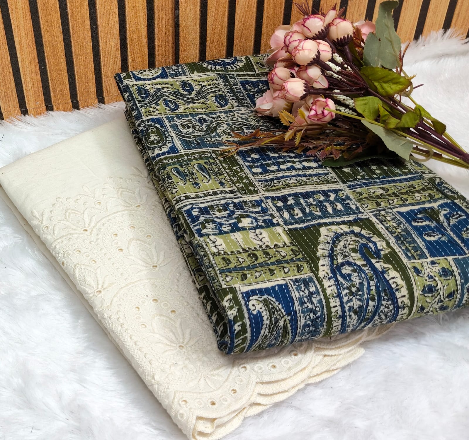 Cotton katha with plazzo bottom
