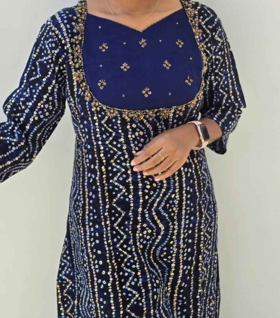 Anbarasi: Rayon Straight Cut Kurti with Stunning Handwork - 45 Inch Height, Available in Sizes S to XXL