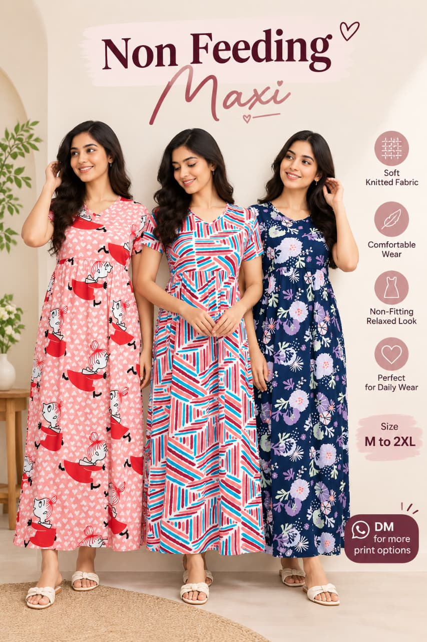 Soft Cotton Non-Feeding Maxi Dress with Pocket – Casual Frock