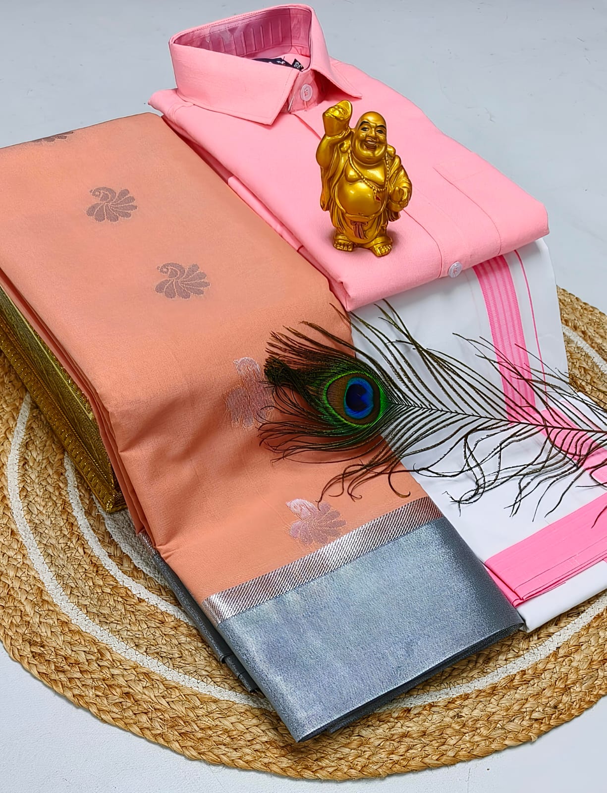 Ellampillai soft silver silk cotton sarees & cotton dotis, shirts