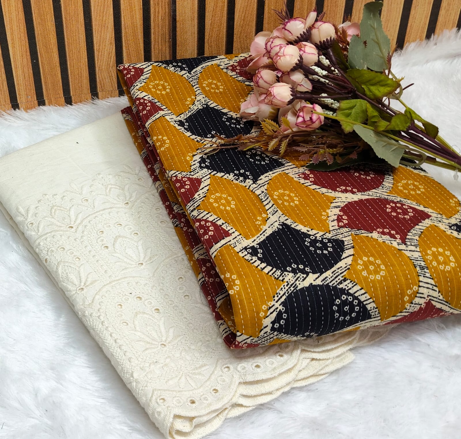Cotton katha with plazzo bottom