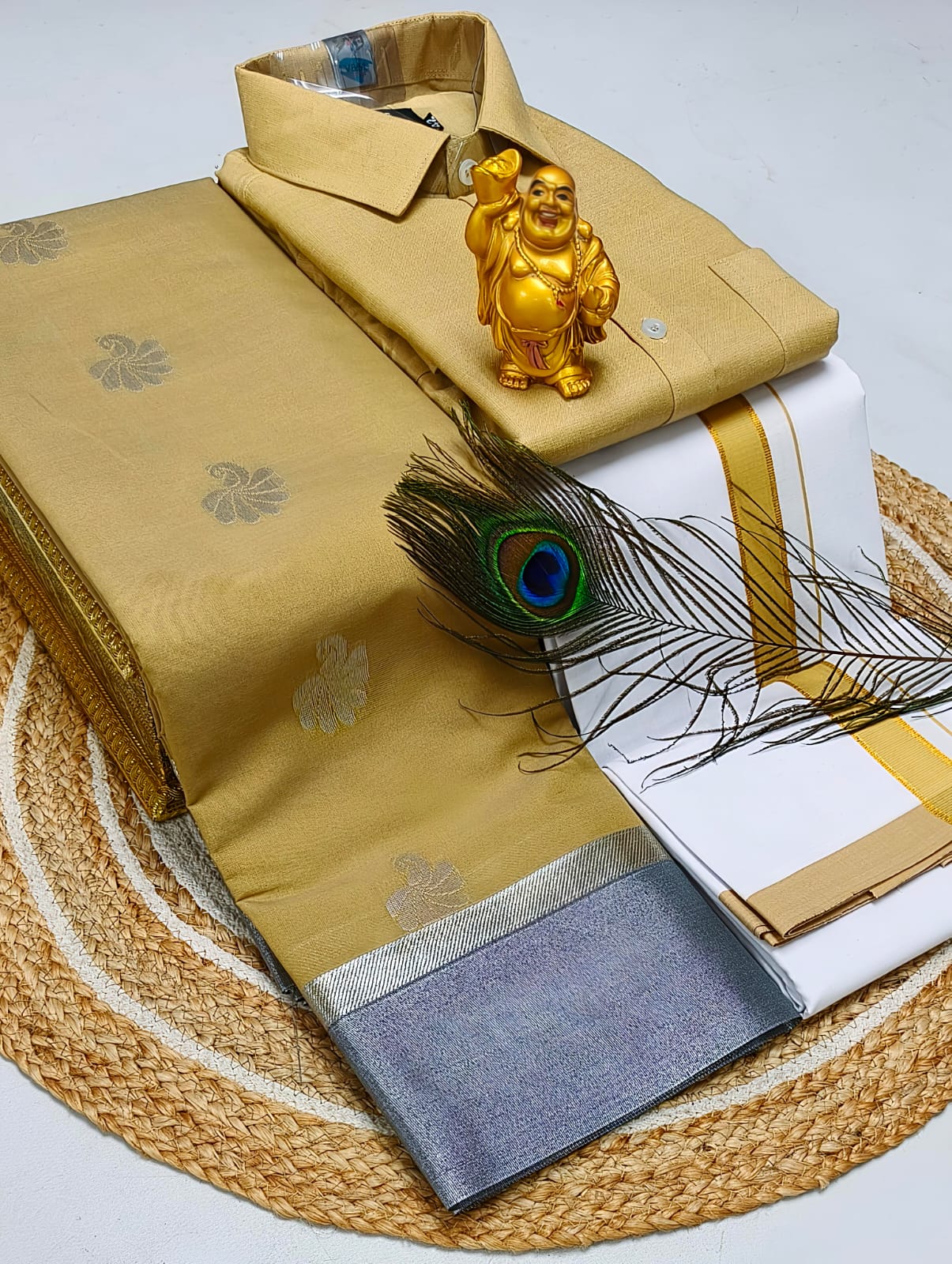Ellampillai soft silver silk cotton sarees & cotton dotis, shirts