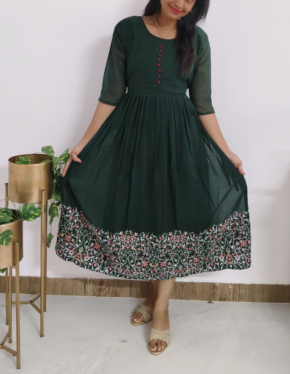 Georgette trendy feeding kurti with lining 