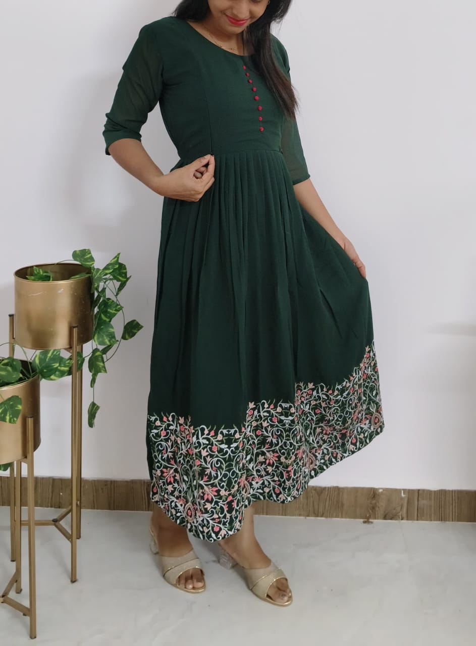 Anbarasi: Georgette Trendy Feeding Kurti with Full Lining & Embroidery