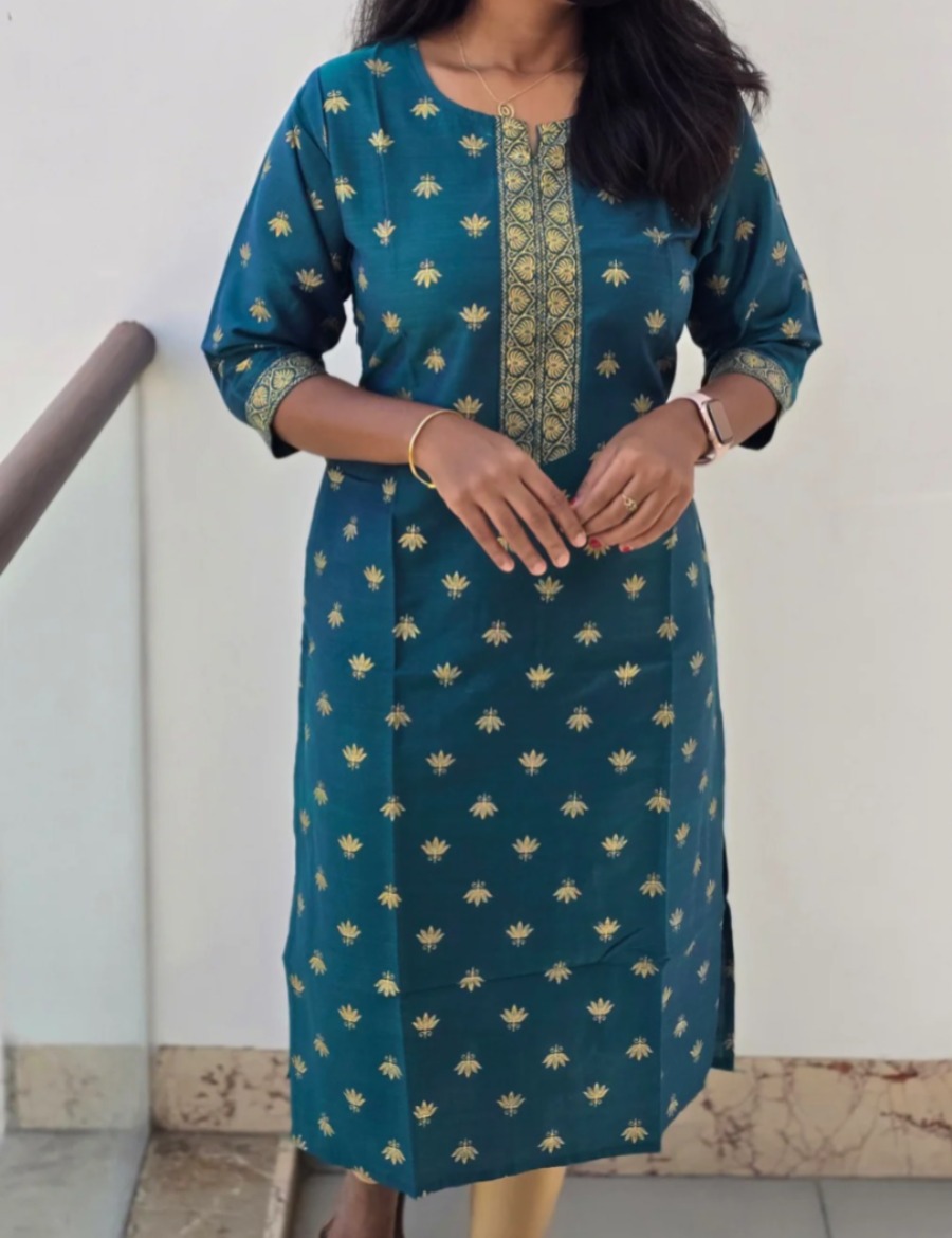 Anbarasi: Rayon Straight Cut Kurti | Embroidery & Pocket | 40