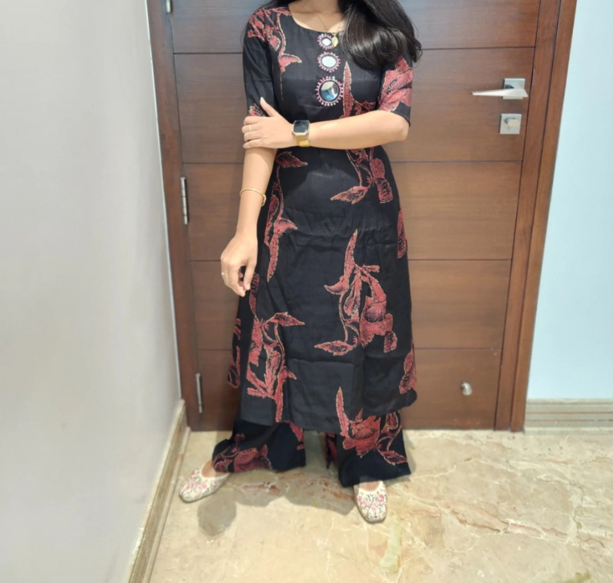 Anbarasi: Vatican Silk Co-Ord Set – Elegant Kurti & Pant Combo, Aarral India