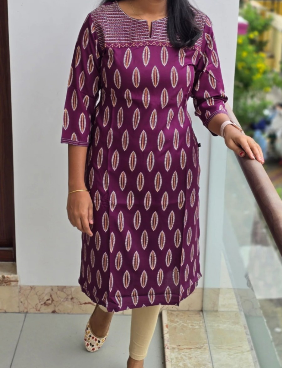 Anbarasi: Rayon Embroidered Straight Cut Kurtis | With Pocket | Sizes S to XXL