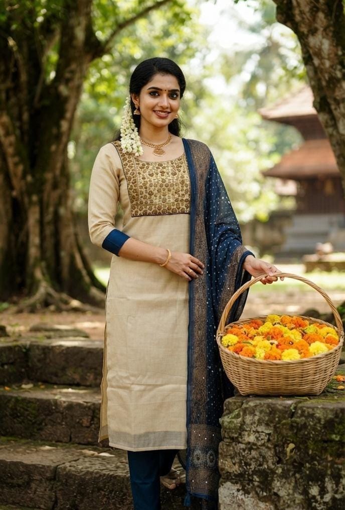 Onam special Tissue salwar set with lining
