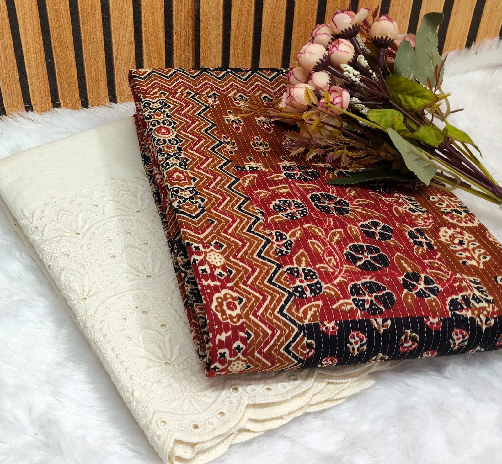 Cotton katha with plazoo bottom 