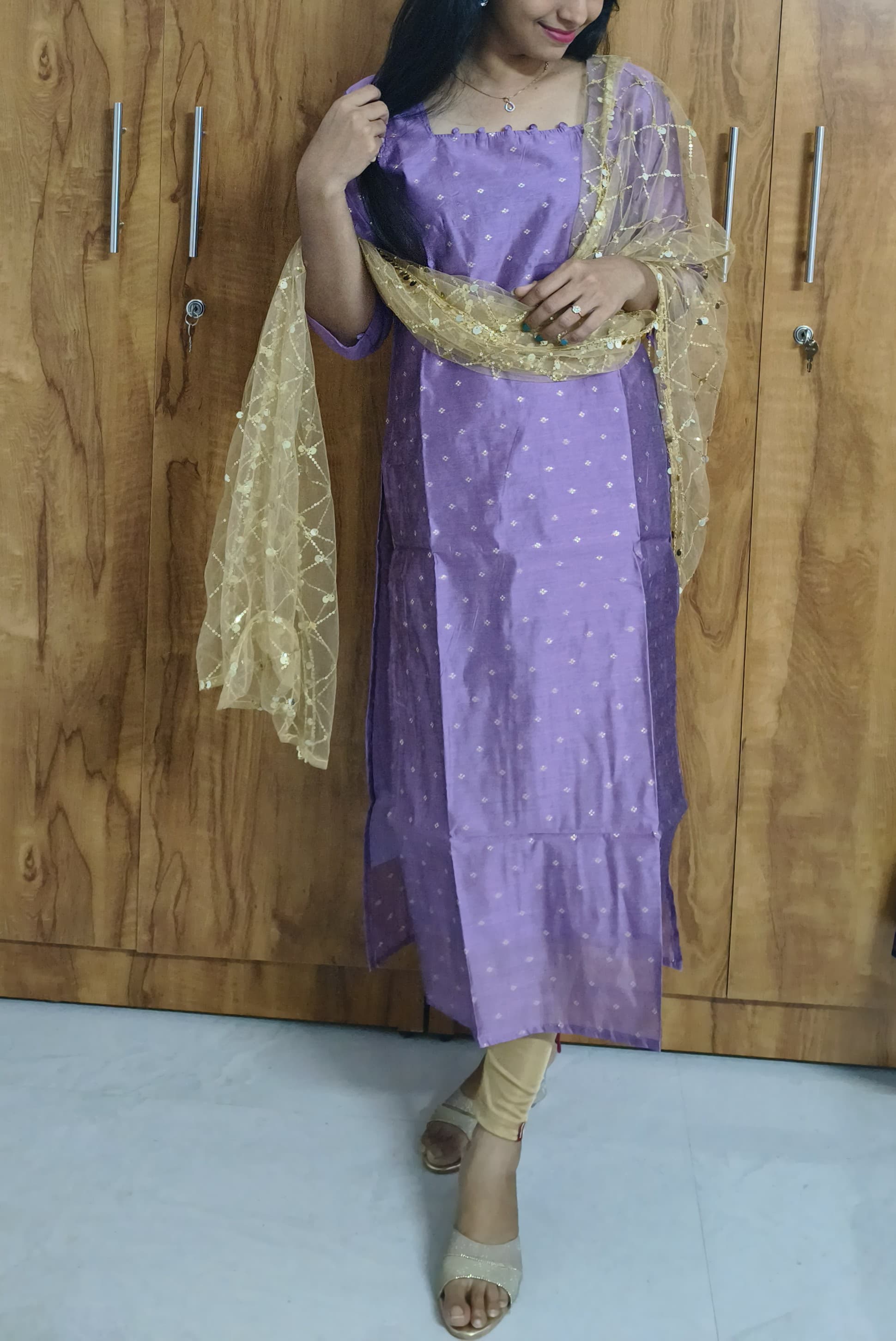 Slub cotton silk top + dupatta (non feeding only)