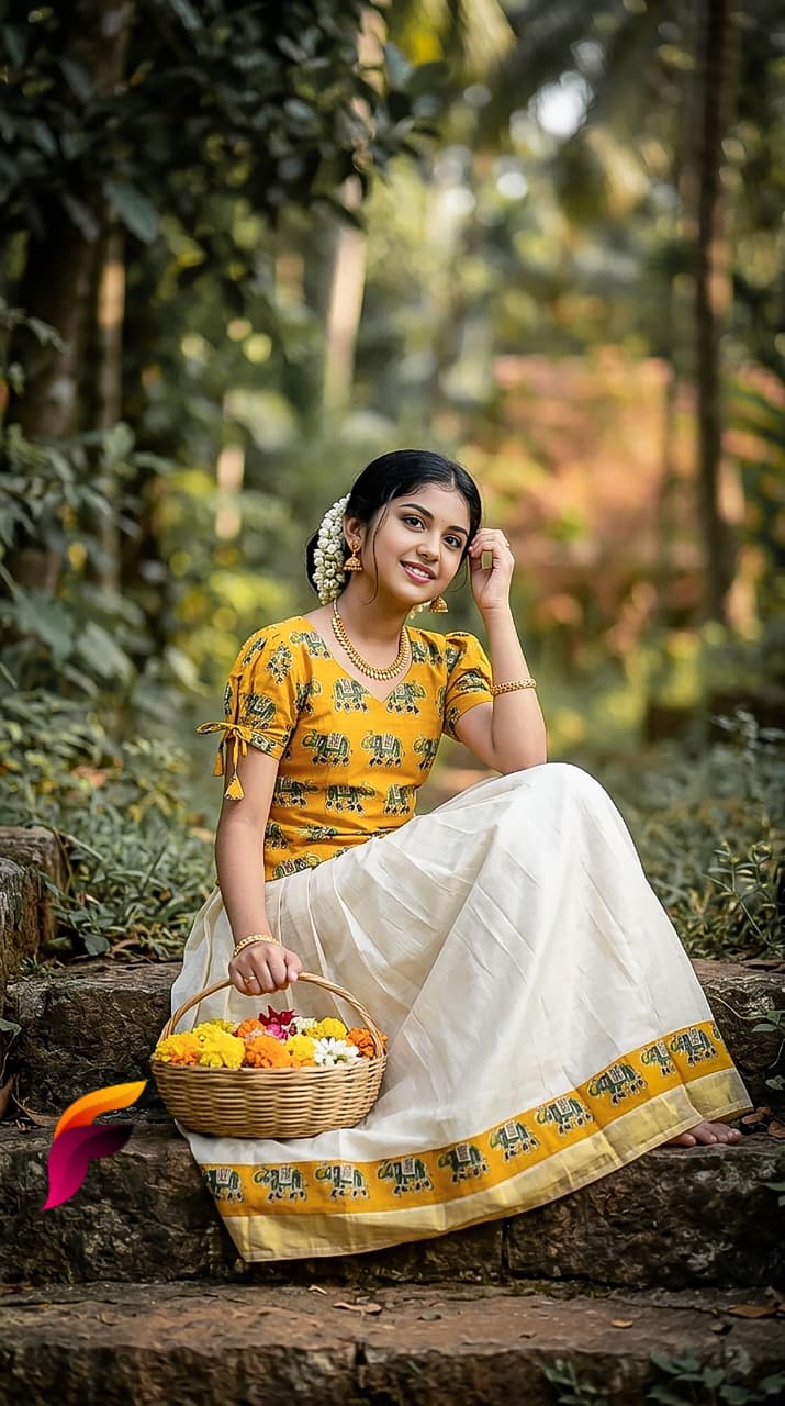 Kids onam collection skirt & top