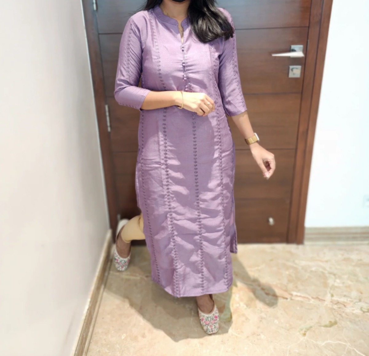 Anbarasi: Aarral Vichitra Silk Straight Cut Kurti with Crepe Lining for Women