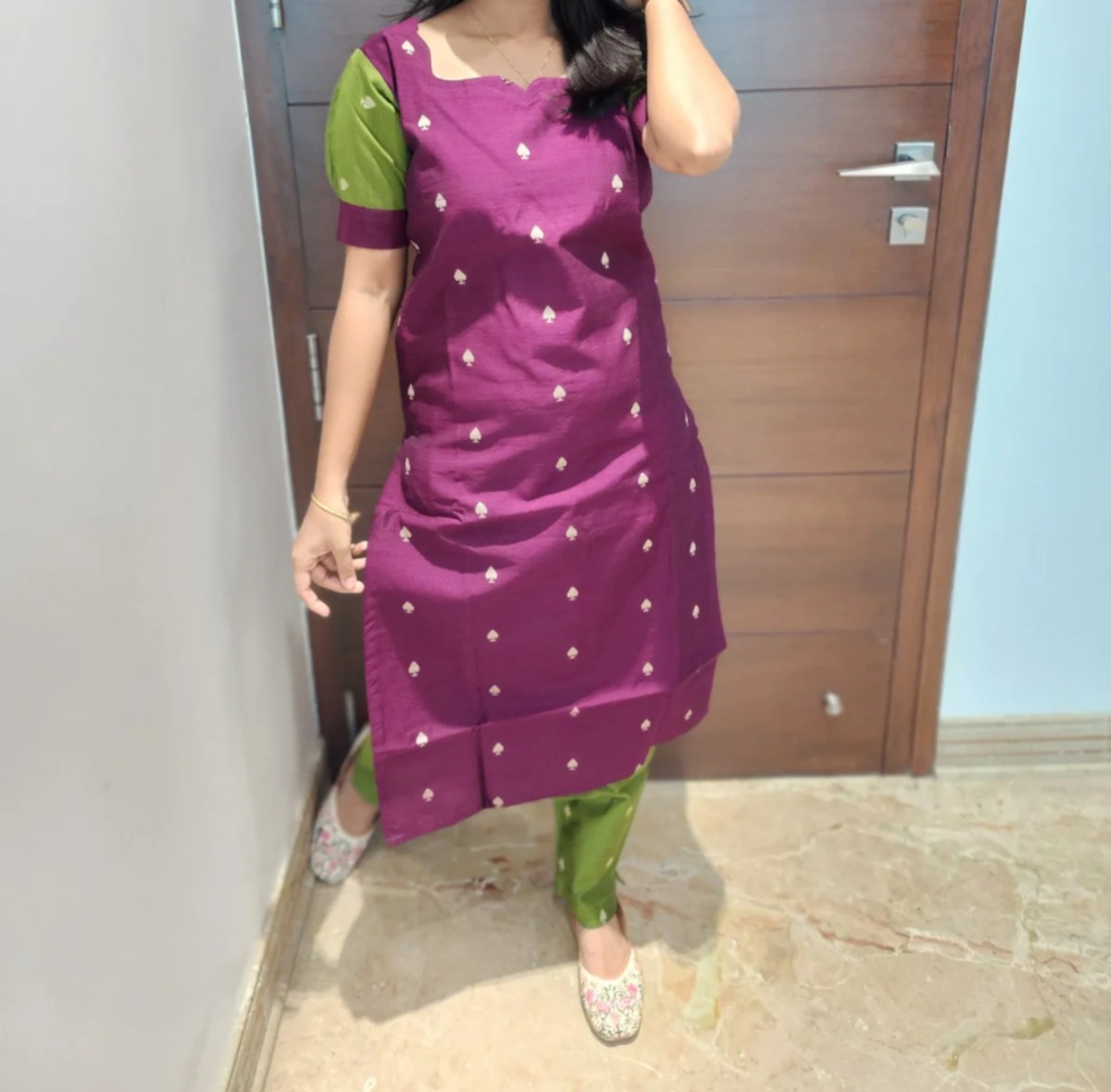 Raw silk co-ord set with lining