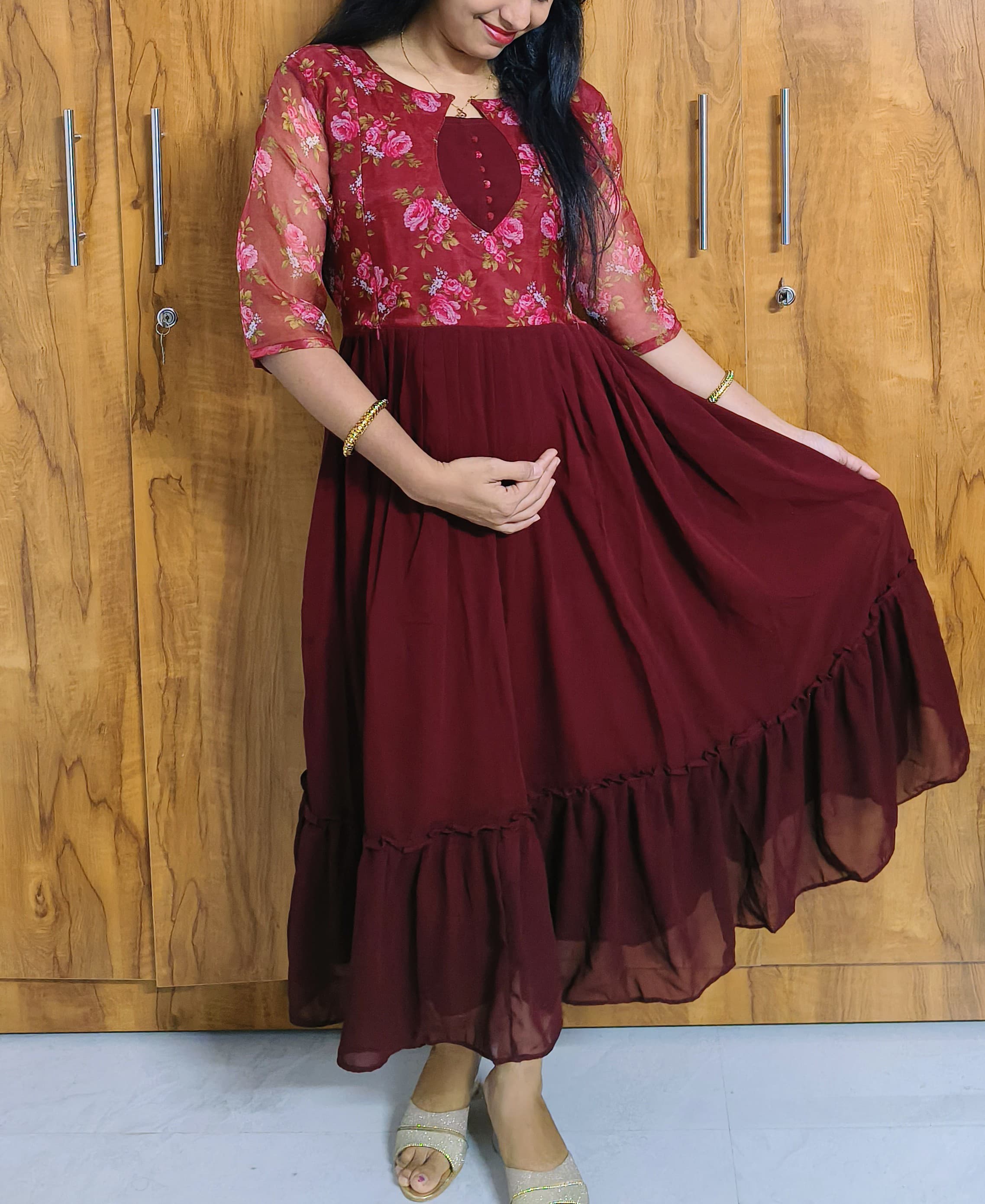 Anbarasi: Georgette & organza for maternity and feeding 