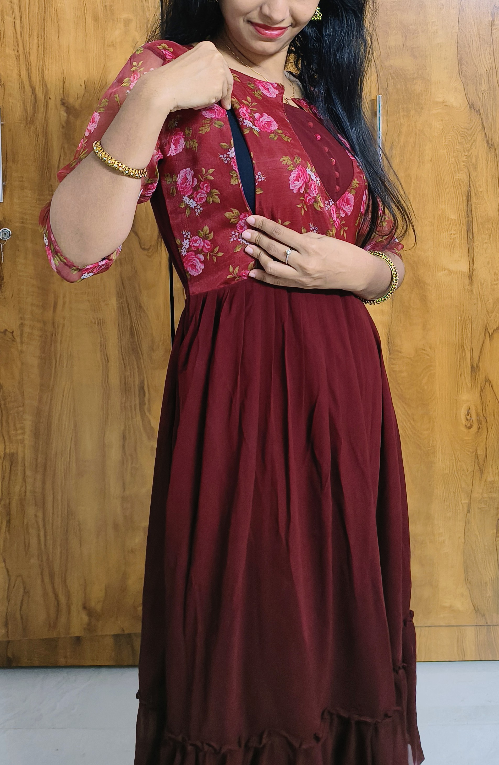 Anbarasi: Georgette & organza for maternity and feeding 