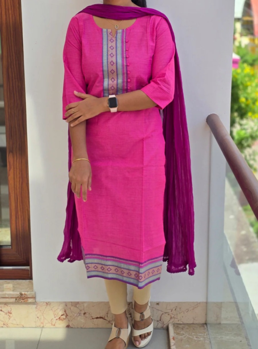 Anbarasi: Straight Cut Cotton Kurti with Dupatta - 41 Inch, No Lining, S to XXL