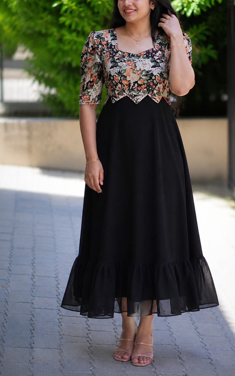 Georgette frill feeding dress
