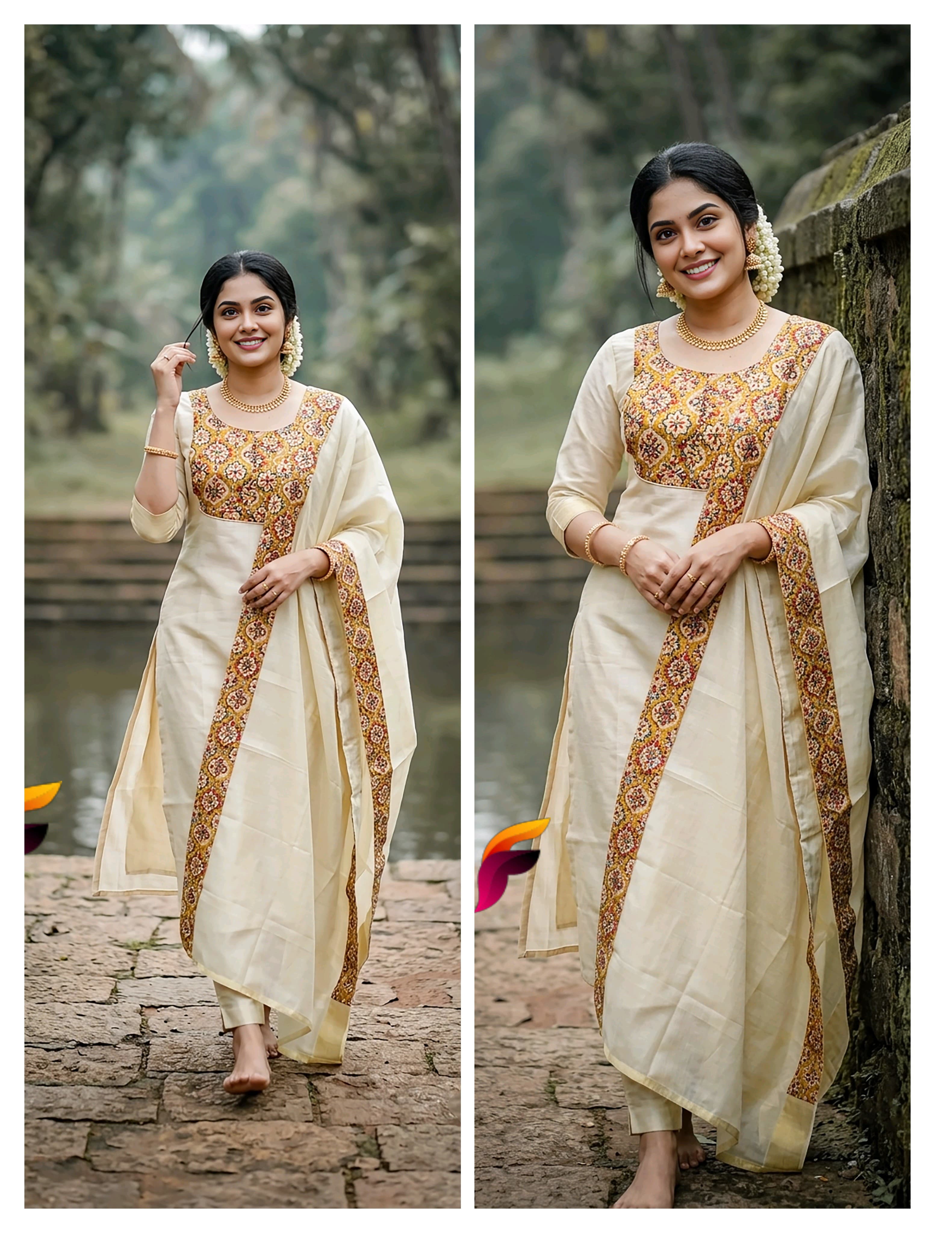Onam collection Tissue with lining Top and dupatta 