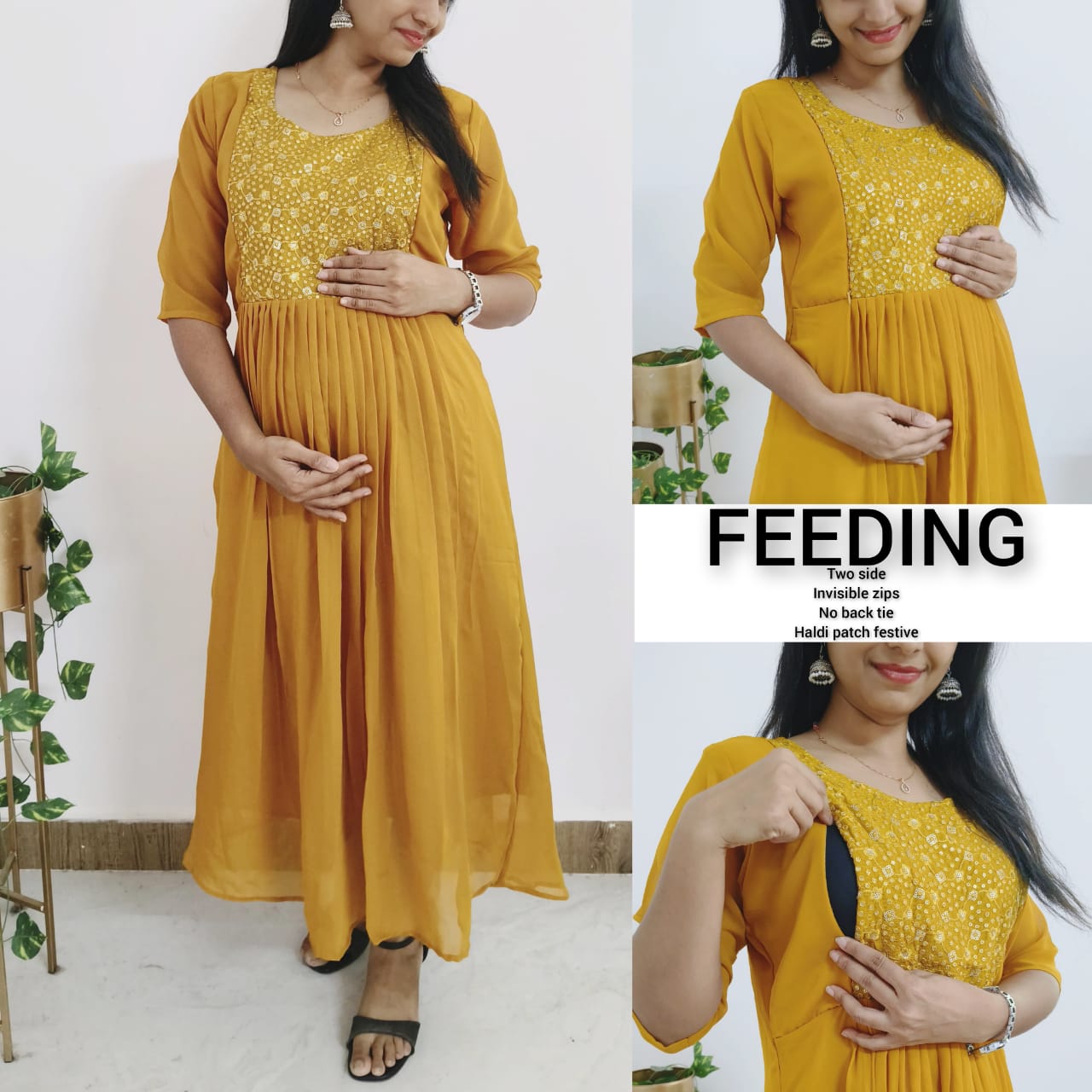 Georgette Feeding Top with Full Lining & Invisible Zips – Aarral Maternity Wear