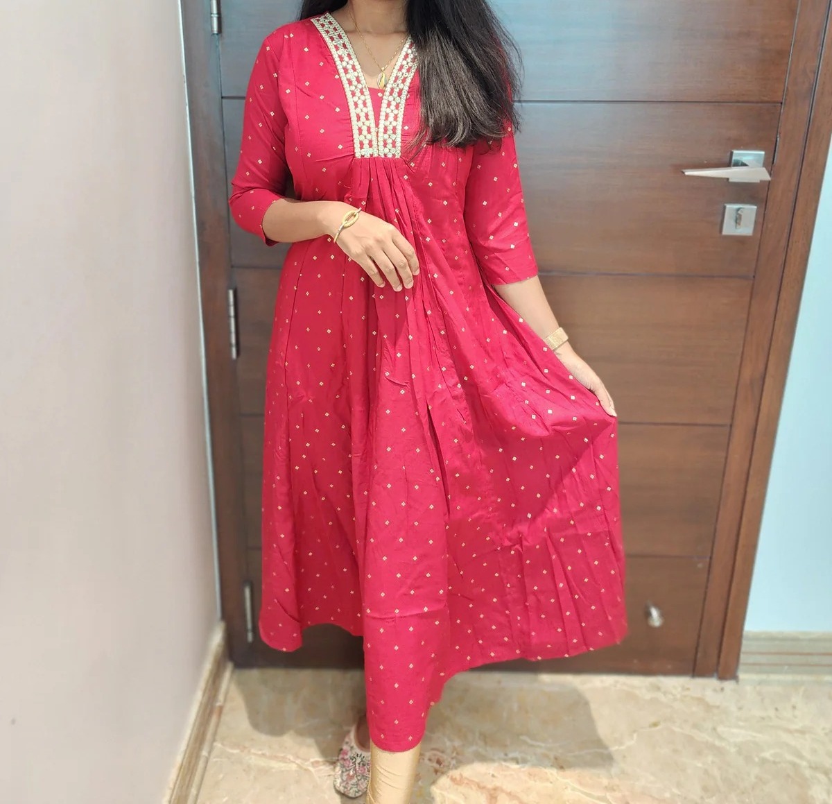 Anbarasi: Elegant Rayon A-Line Kurti with Pocket | V-Neck Stylish Daily Wear by Aarral