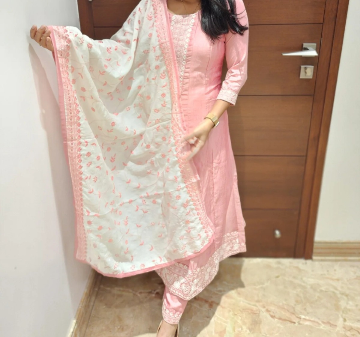 Vichitra silk salwar set with lining