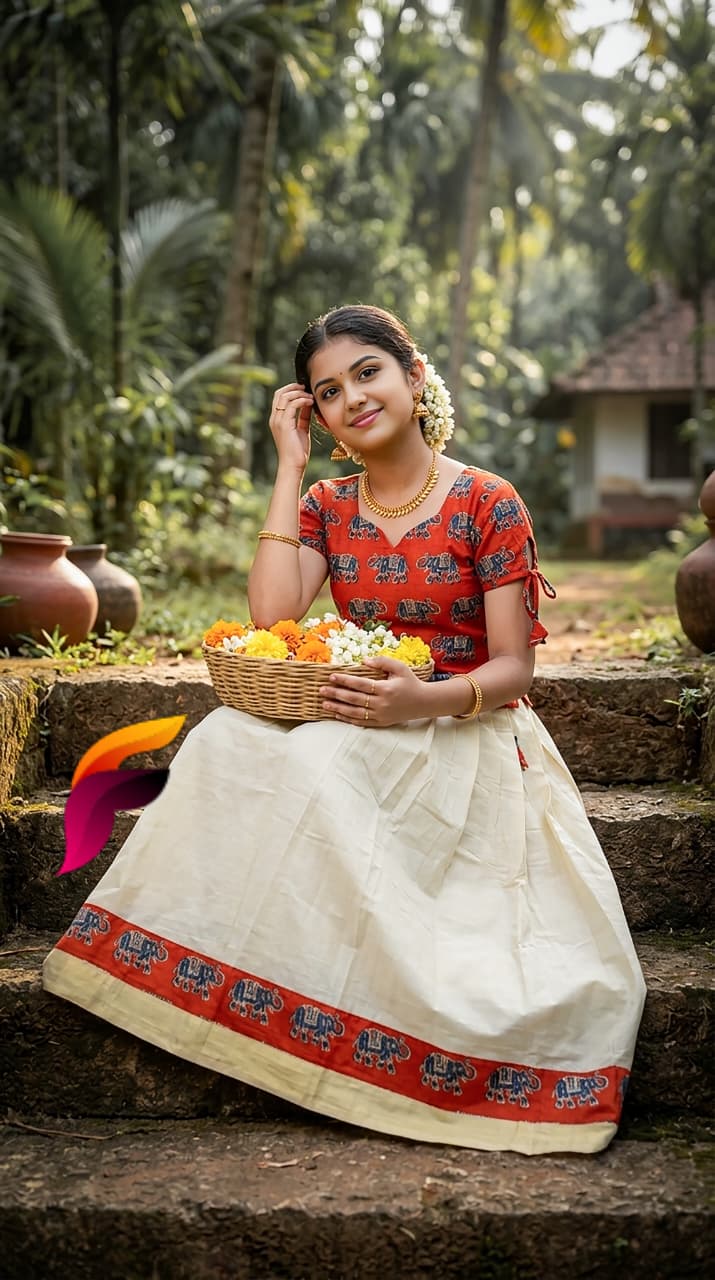 Kids onam collection skirt & top