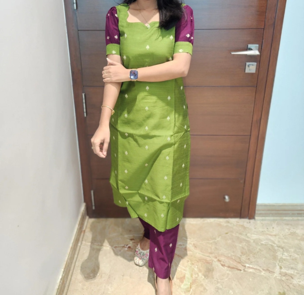 Raw silk co-ord set with lining 