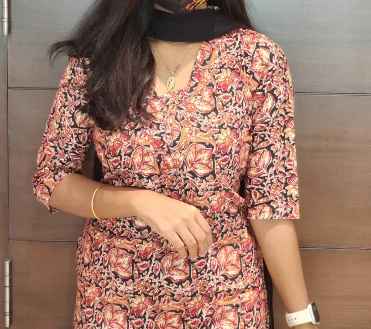 Anbarasi: Cotton with kalamkari straight cut kurti