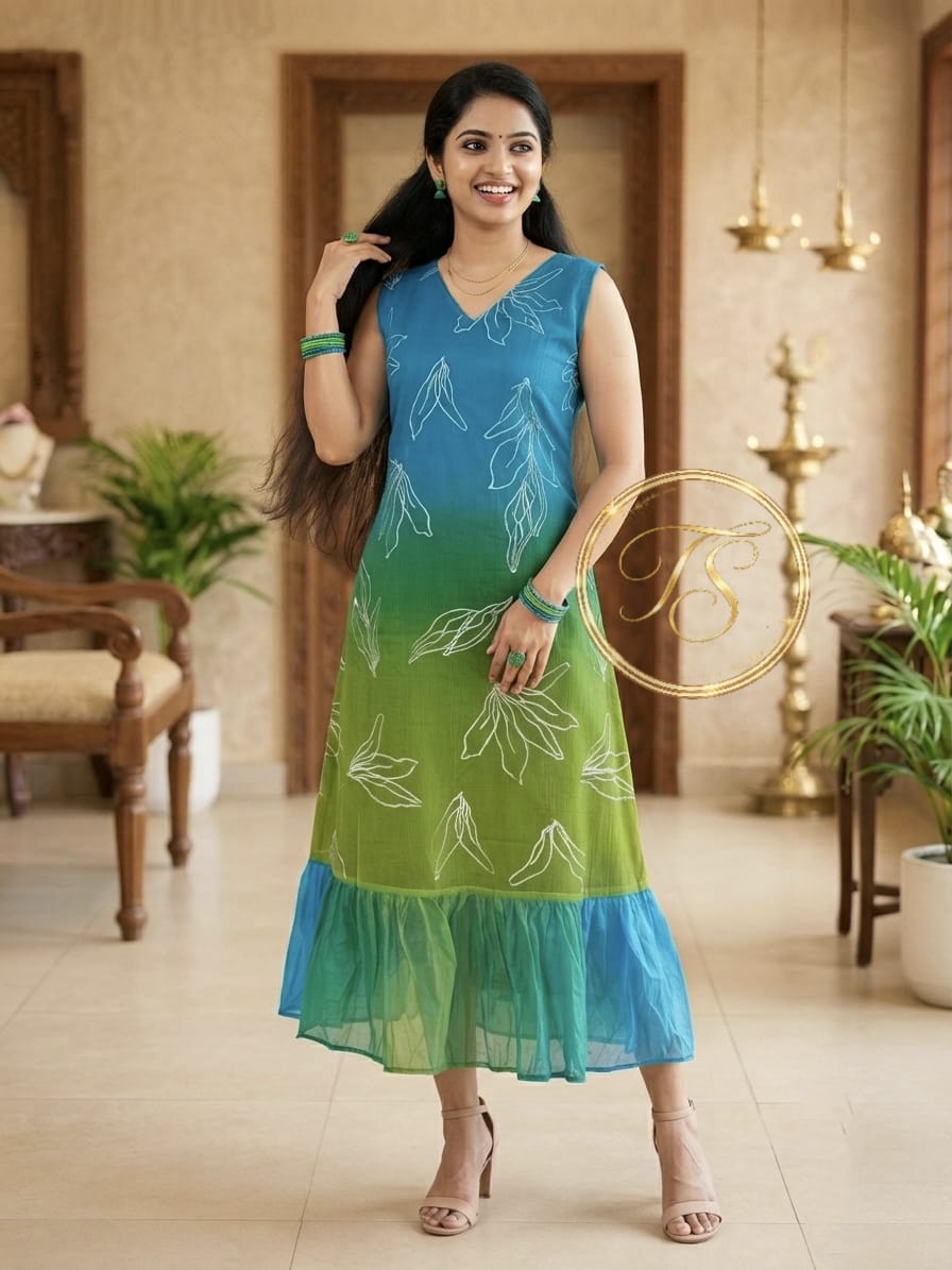 Anbarasi: Elegant Mul Chanderi Embroidered Kurta with Flared Ethnic Design