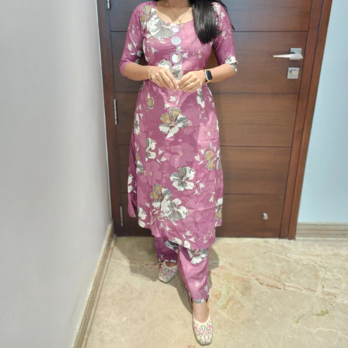 Anbarasi: Vatican Silk Co-Ord Set – Elegant Kurti & Pant Combo, Aarral India