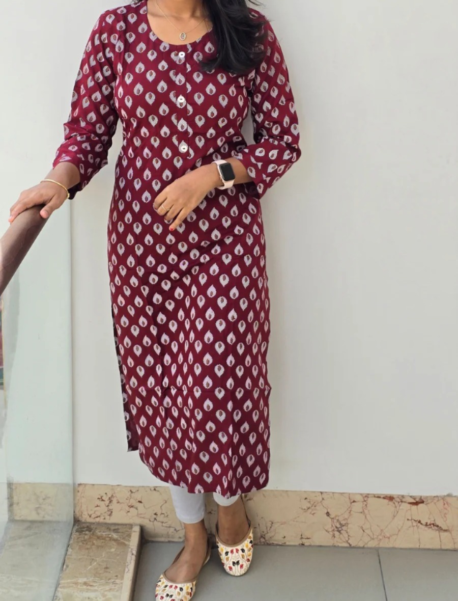 Anbarasi: Straight Cut Rayon Kurti, 43-Inch Length, Available in Sizes S to XXL