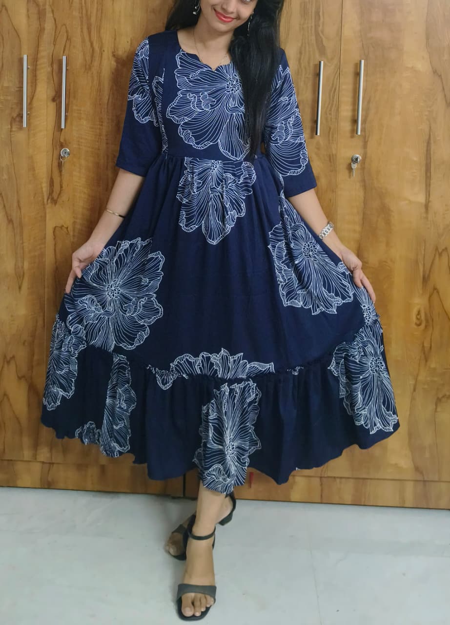 Anbarasi: Delta Crepe Maternity & Feeding Dress with Full Lining and Pockets