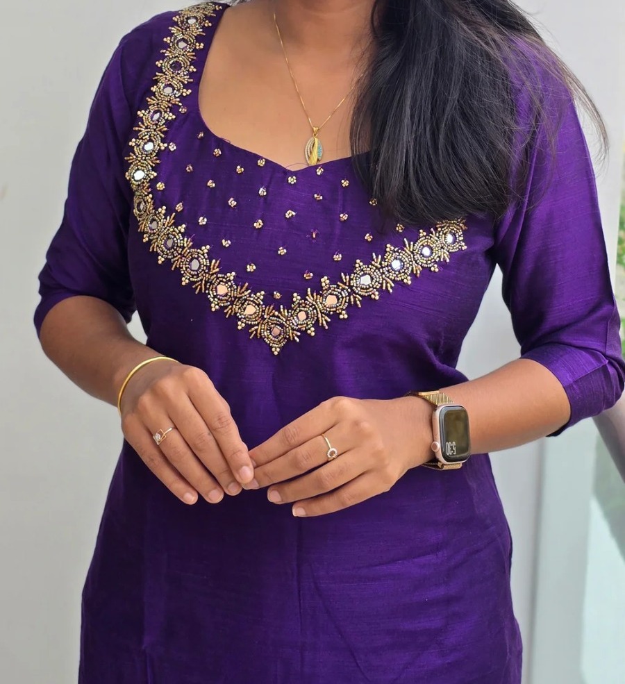 Anbarasi: Raw Silk Straight Cut Kurti with Pant – Elegant Ethnic Set S to XXL