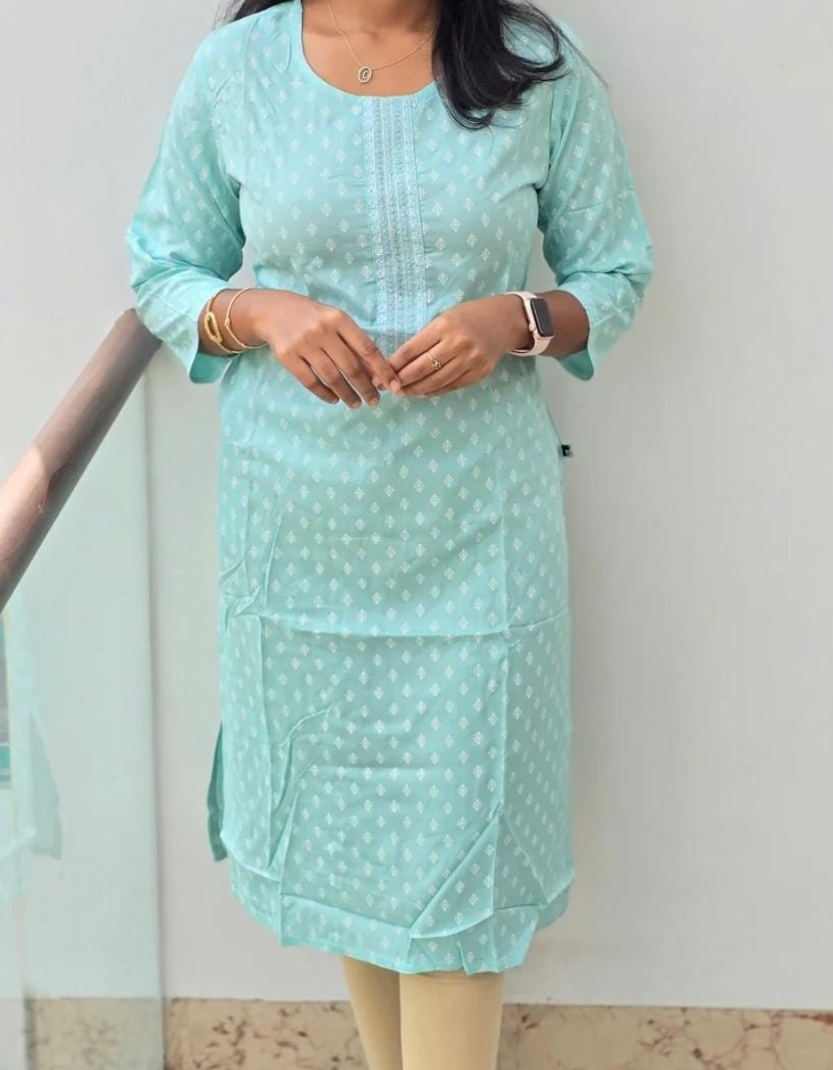 Anbarasi: Rayon Straight Cut Kurtis with Embroidery and Pocket - 40 inch Length | Sizes S-XXL