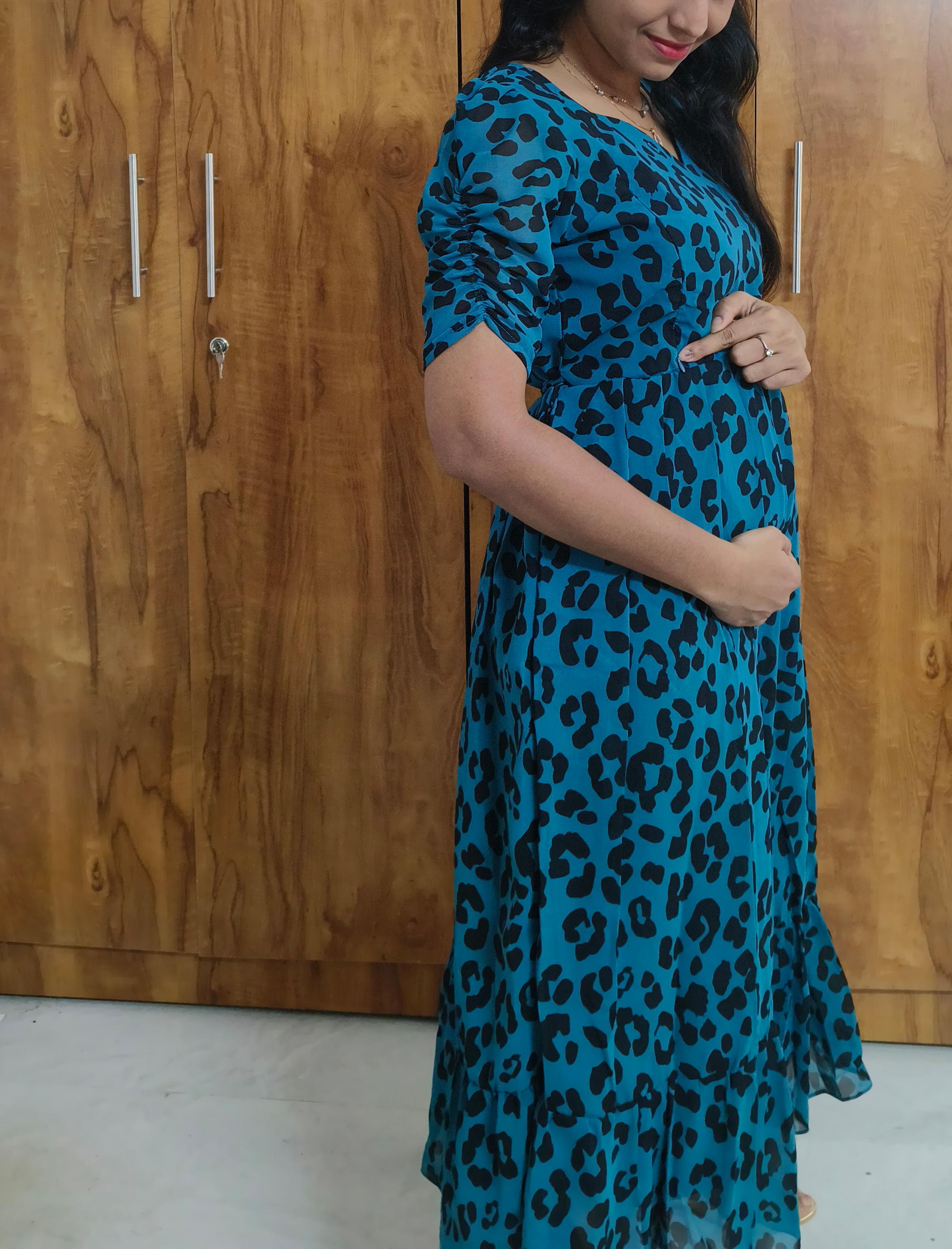 Georgette dress with full lining crepe for maternity and feeding 