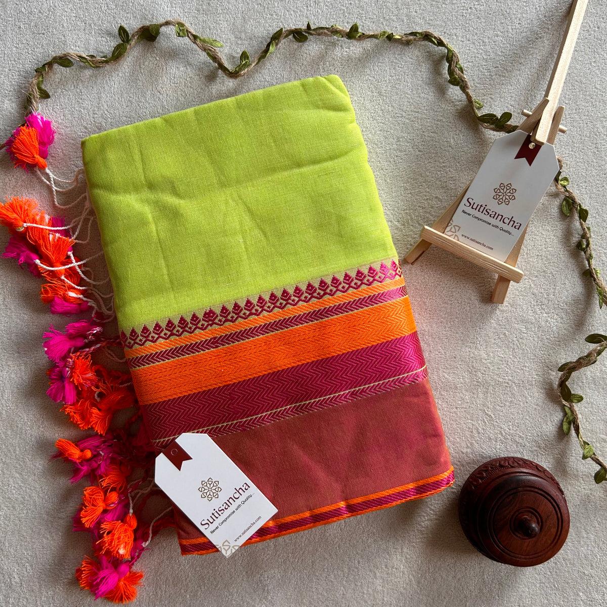 Premium quality pure cotton hand weaving saree with blouse 