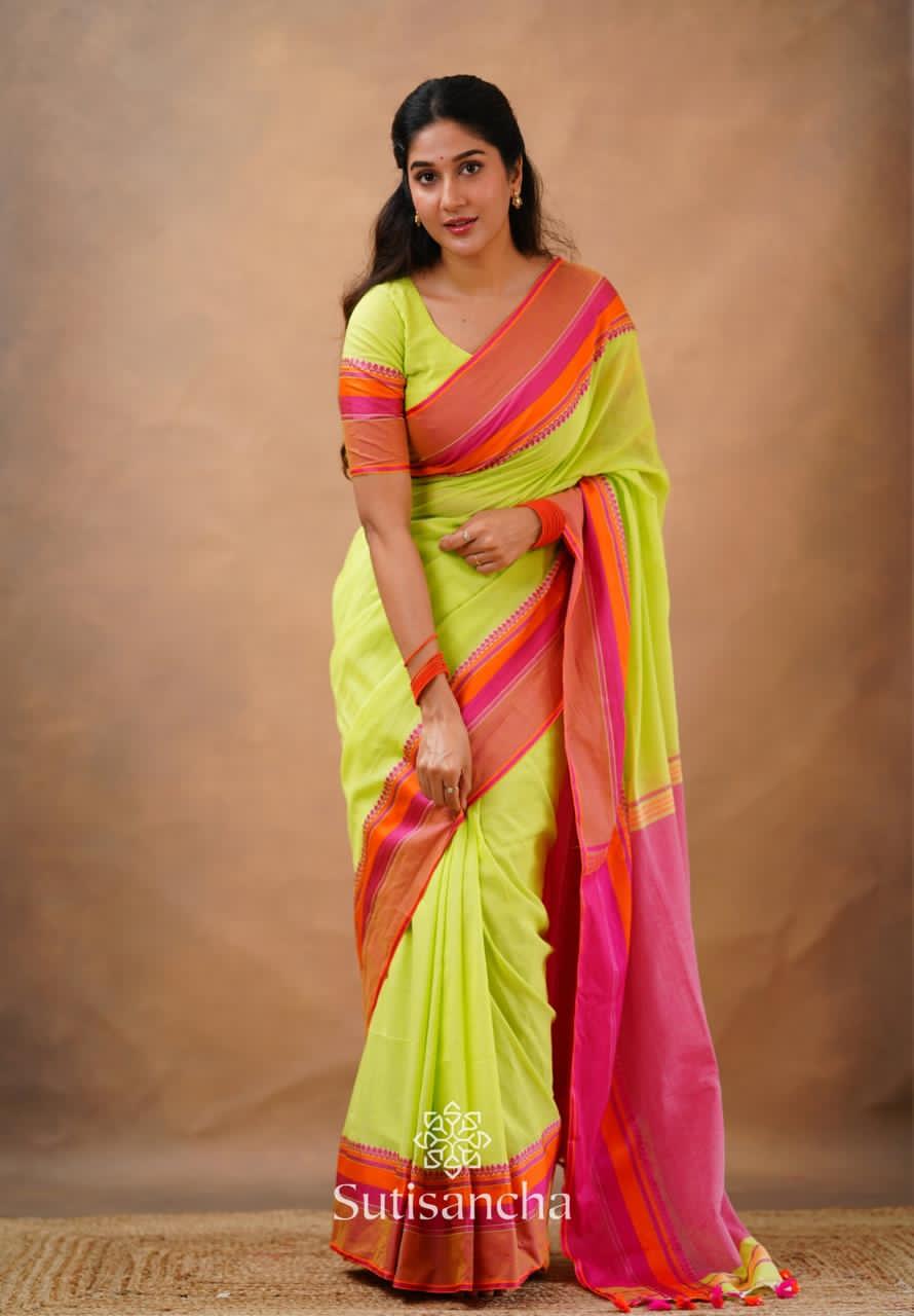 Anbarasi: Premium quality pure cotton hand weaving saree with blouse 