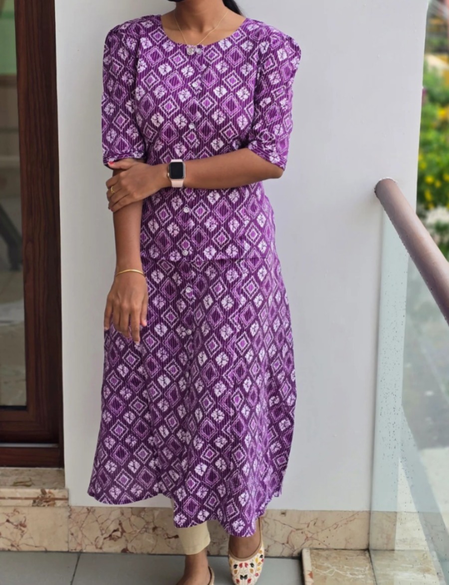 Anbarasi: Jaipur Cotton A-Line Kurtis | Puff Sleeves | Double Side Pockets | 45